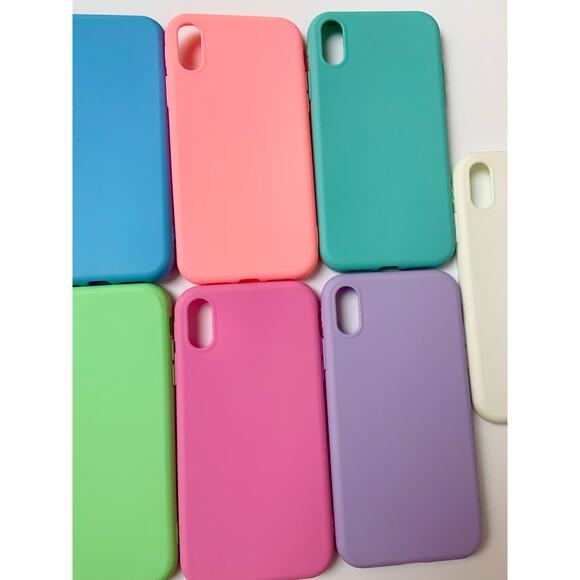 I Phone XR Phone case Bundle 7 Silicone Phone Cases Blue Pink Green Purple White - Picture 8 of 8